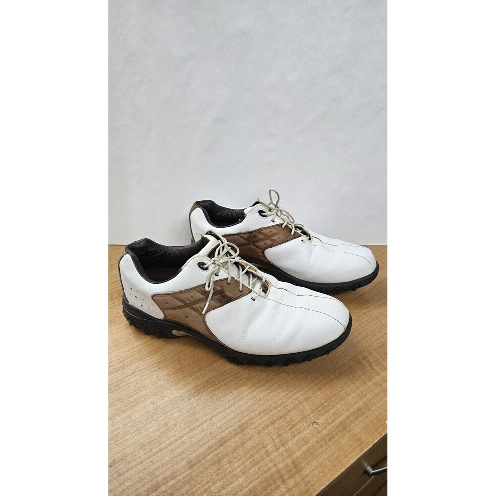 FootJoy Contour Series Golf Shoes Mens 10M White Brown Leather Spikes 54123